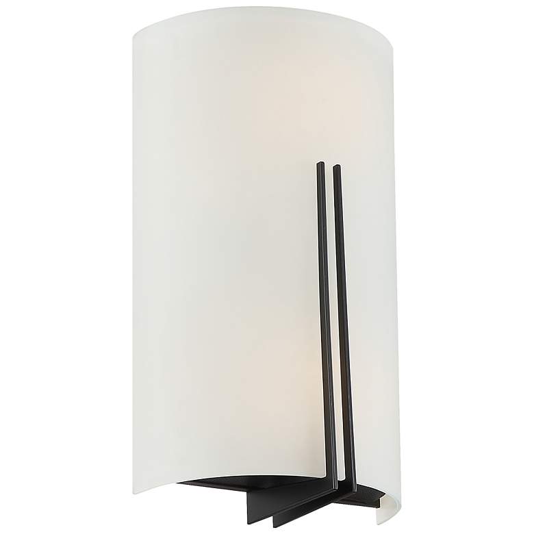 Image 4 Prong - E26 LED 13" Tall Wall Sconce - Matte Black Finish - White Glas more views