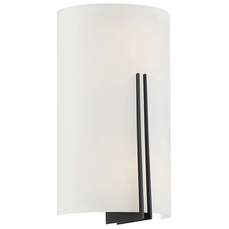 Image 1 Prong - LED 13 inch Tall Wall Sconce - Matte Black Finish - White Glass
