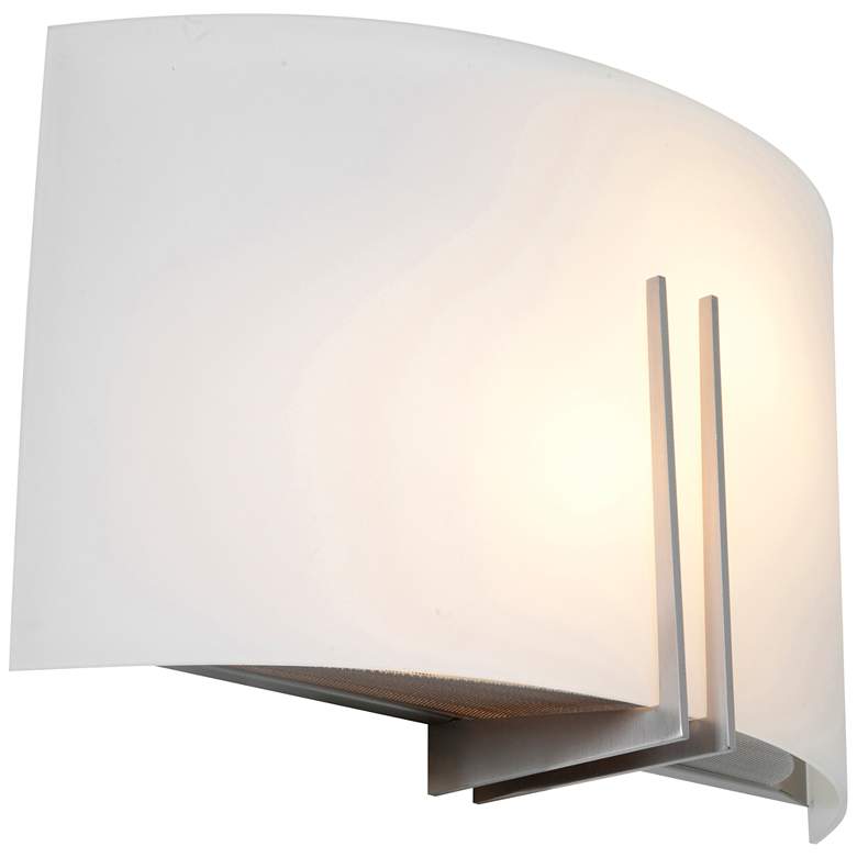 Image 1 Prong - Wide Wall Sconce - LED - Brushed Steel - White Glass