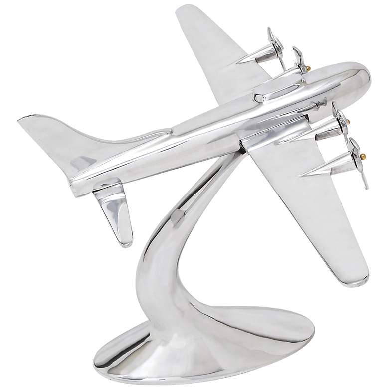 Image 1 Propeller Airplane 32 inch Wide Aluminum Sculpture