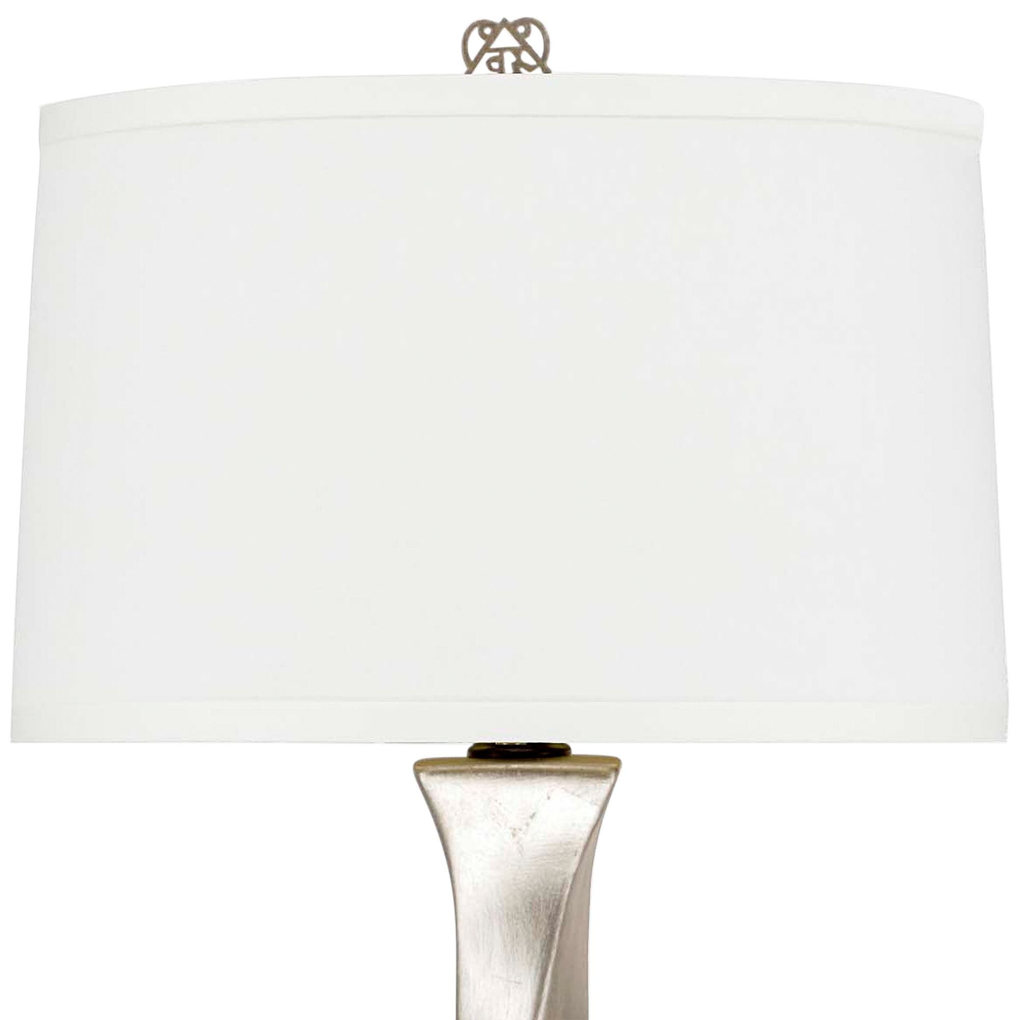 silver lamp with cream shade