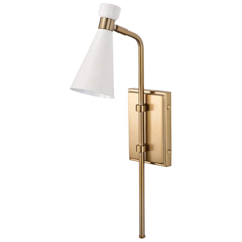 Image 1 Prospect; 1 Light; Wall Sconce; Matte White with Burnished Brass