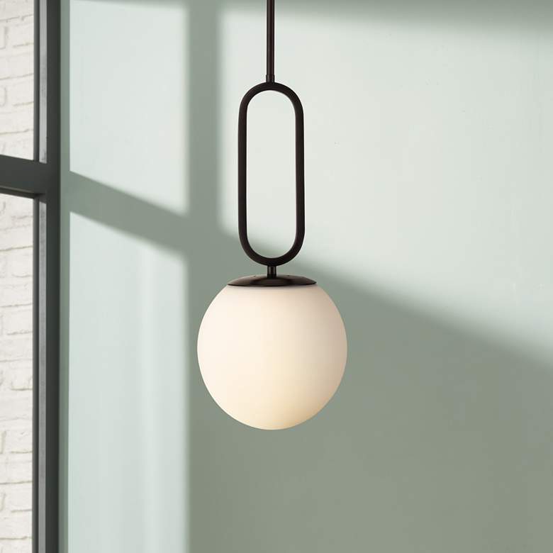 Image 1 Prospect 9 3/4"W Opal Glass Matte Black Mini Pendant Light