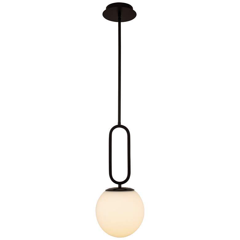 Image 5 Prospect 9 3/4 inchW Opal Glass Matte Black Mini Pendant Light more views