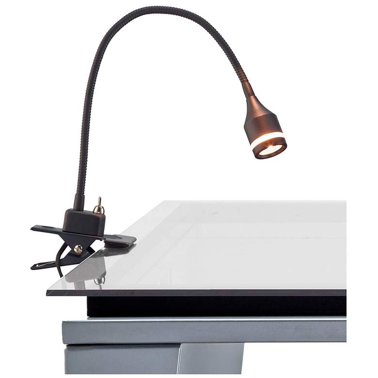 Image 1 Prospect Matte Black Adjustable Gooseneck LED Clip-On Desk Lamp