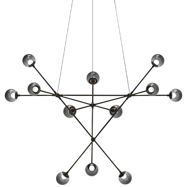 Image 1 Proton 40" Wide Nickel and Smoke 12-Light LED Pendant Light