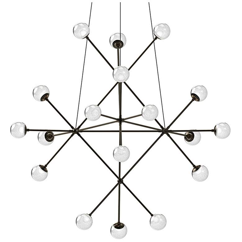 Image 1 Proton Beta LED Pendant - Polished Black Nickel - White Crushed Glass
