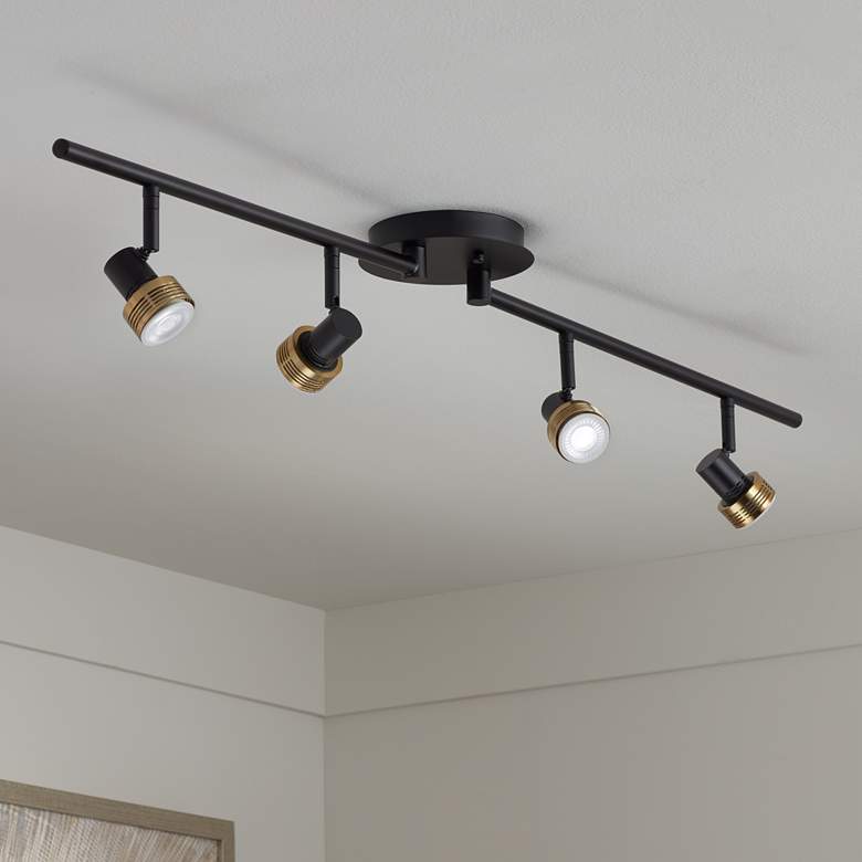 Image 1 ProTrack 43 1/2" Wide 4-Light Black and Gold LED Track Fixture