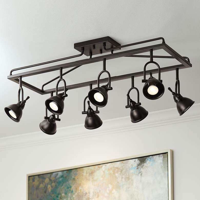 Image 1 ProTrack Kane 36" Wide 8-Light Dark Bronze Cage Style Light Fixture