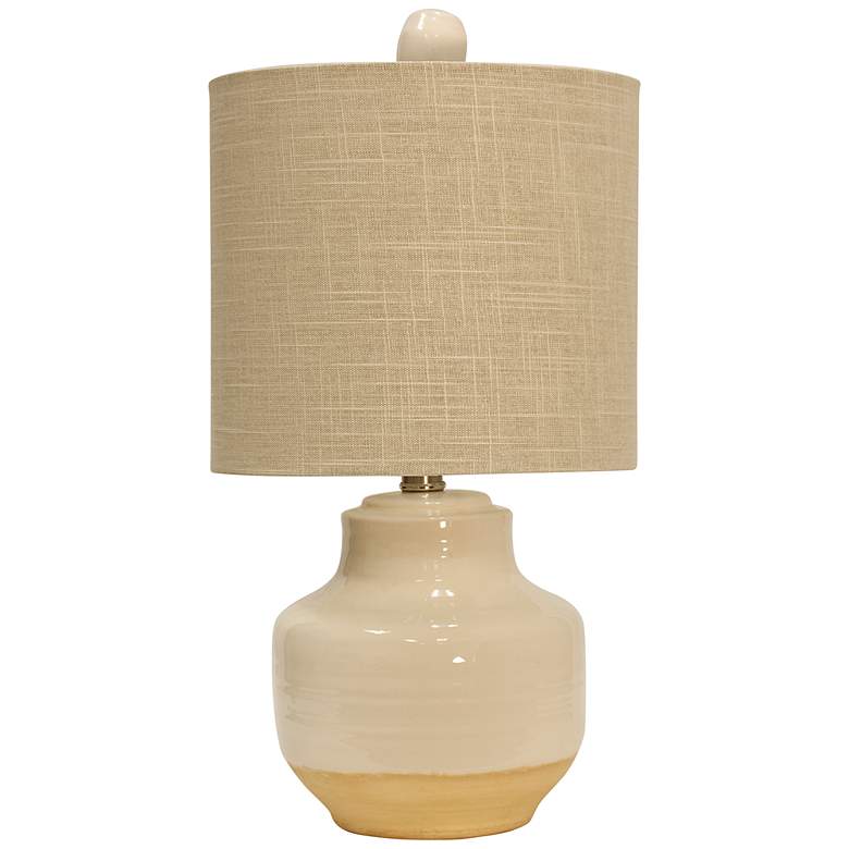Image 2 Prova Ceramic Table Lamp - Cream Finish - Beige Hardback Fabric Shade