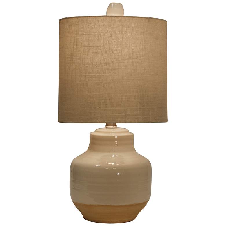 Image 5 Prova Ceramic Table Lamp - Cream Finish - Beige Hardback Fabric Shade more views