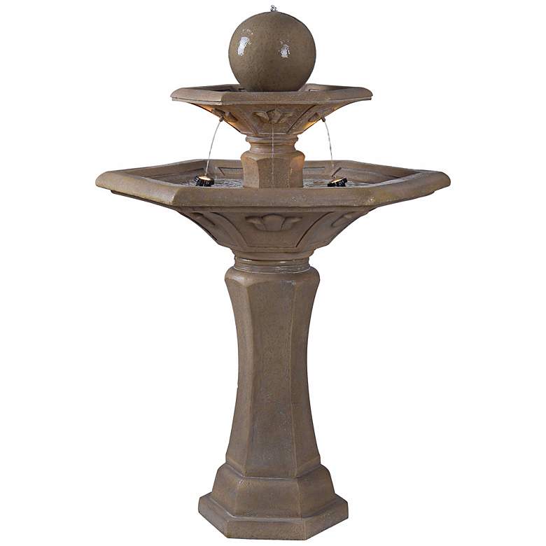 Image 1 Provence 3-Tier 57 inch High Outdoor Garden Fountain with Lights