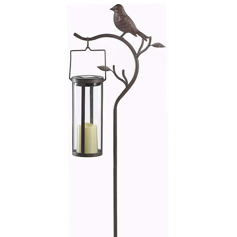 Image 1 Provence Bird 45 inchH Bird Stake with Solar LED Candle Lantern