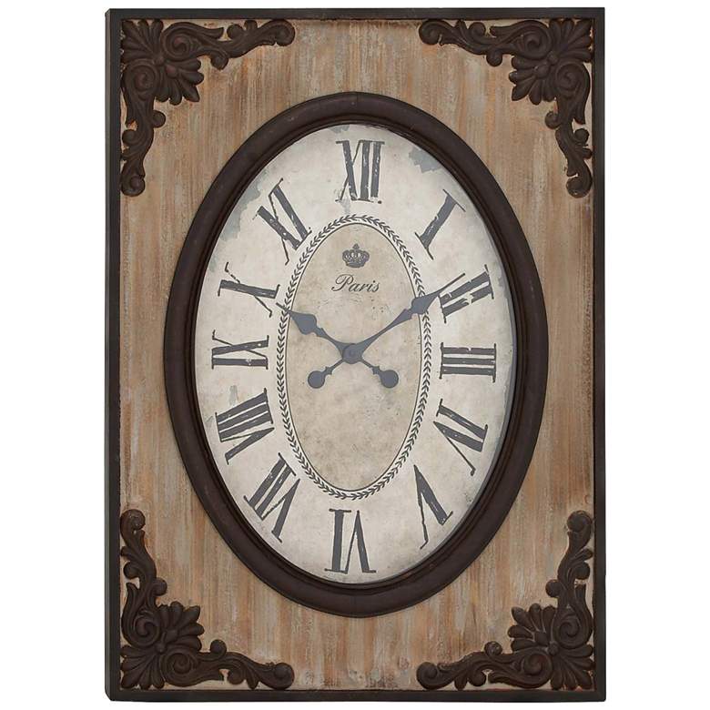 Image 1 Provence Iron and Wood 30 inch High Wall Clock