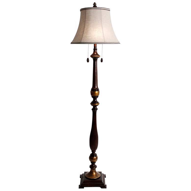 Image 1 Provencia Black Walnut and Gold 2-Light Floor Lamp