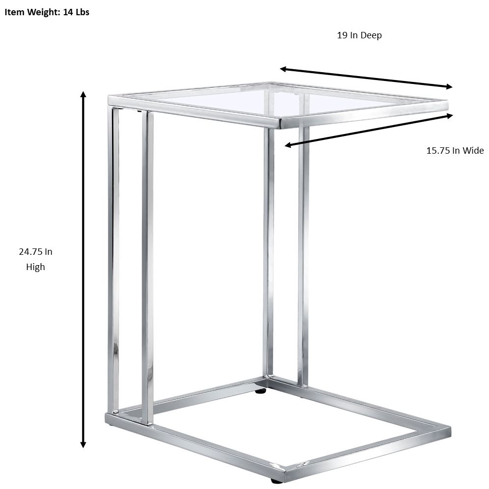 Image 5 Provenzano Chrome Glass Top C-Form Table more views