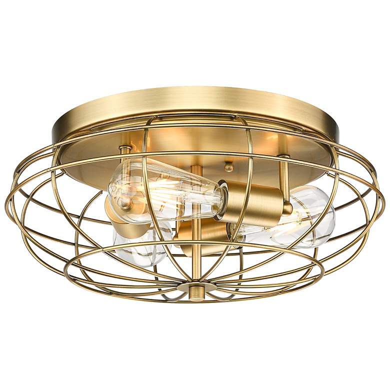 Image 1 Providence 15" Wide 3 Light Brushed Brass Flush Mount