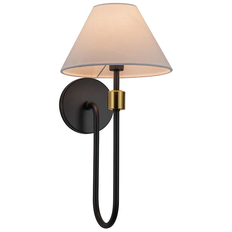 Image 2 Providence 19"H Black Brushed Brass Wall Sconce w/ White Shade more views