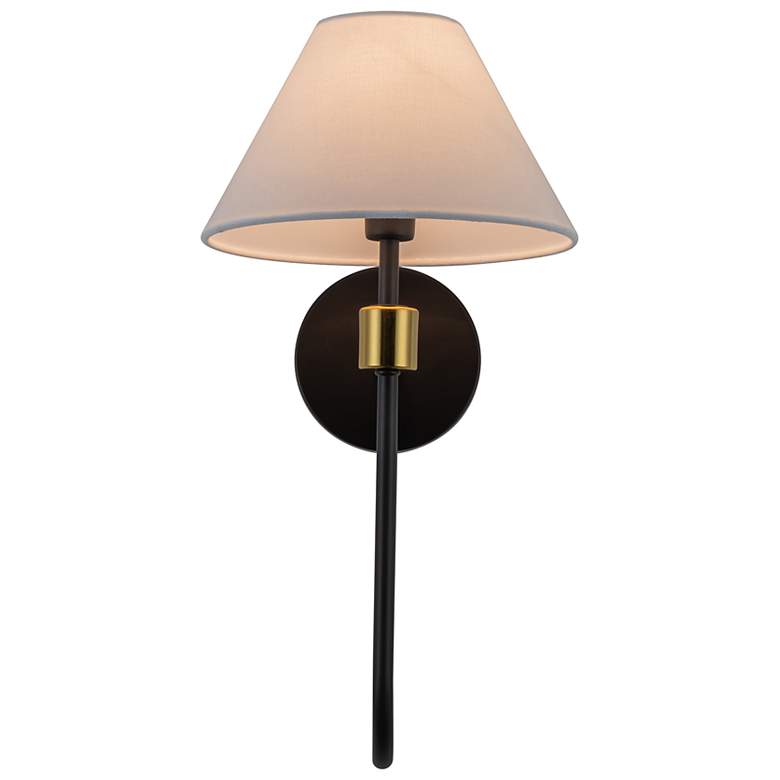 Image 3 Providence 19"H Black Brushed Brass Wall Sconce w/ White Shade more views
