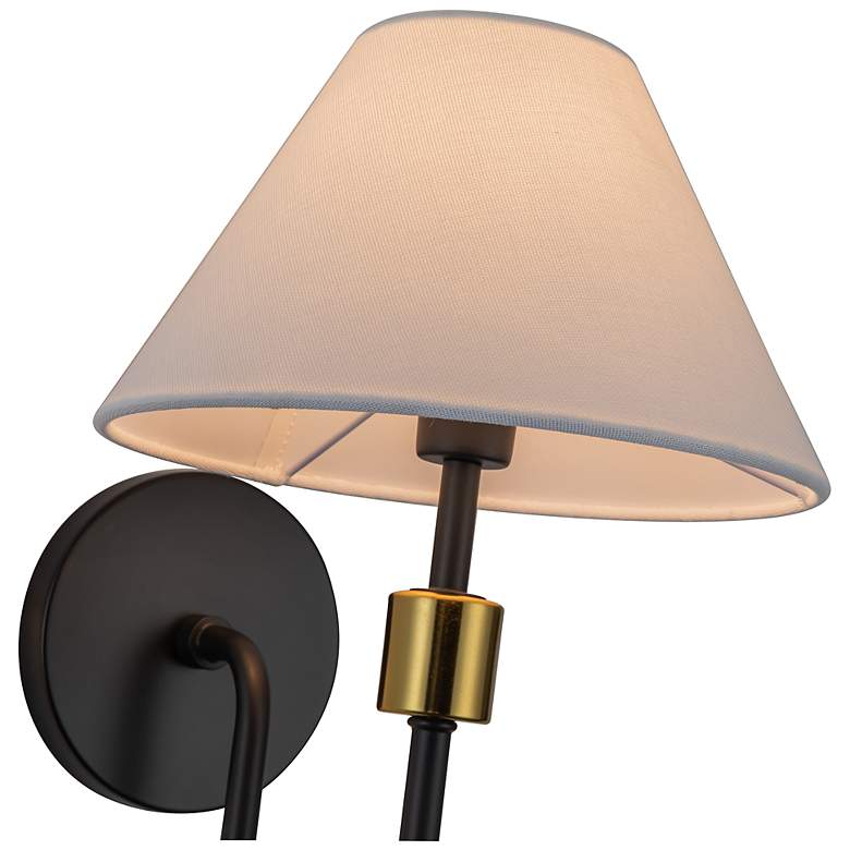 Image 5 Providence 19"H Black Brushed Brass Wall Sconce w/ White Shade more views