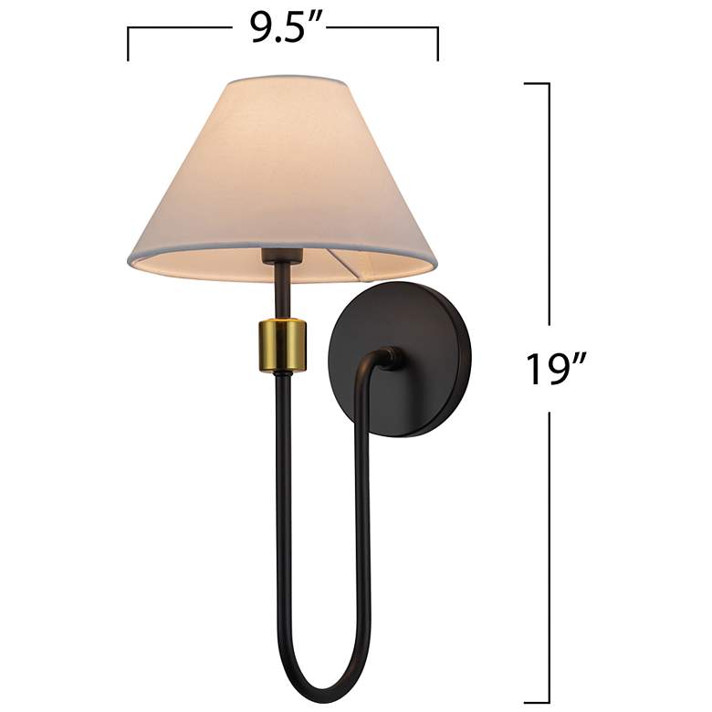Image 7 Providence 19"H Black Brushed Brass Wall Sconce w/ White Shade more views