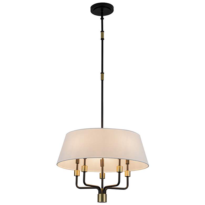 Image 2 Providence 24"W 5-Light Black, Brushed Brass Pendant w/ White Shade more views