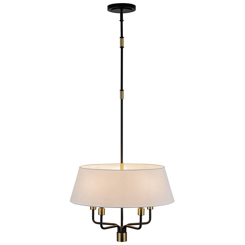Image 3 Providence 24"W 5-Light Black, Brushed Brass Pendant w/ White Shade more views