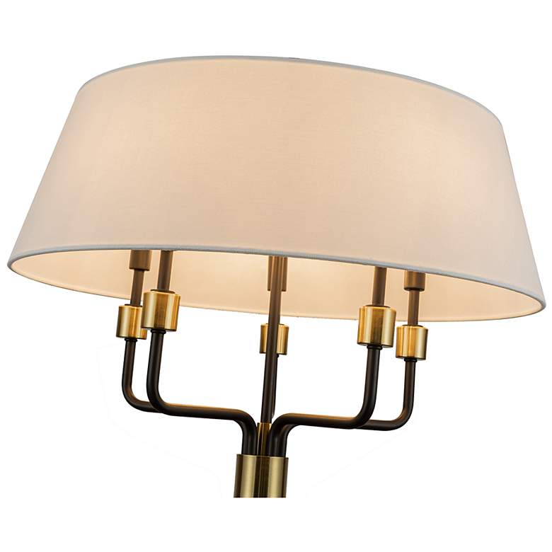 Image 4 Providence 24"W 5-Light Black, Brushed Brass Pendant w/ White Shade more views