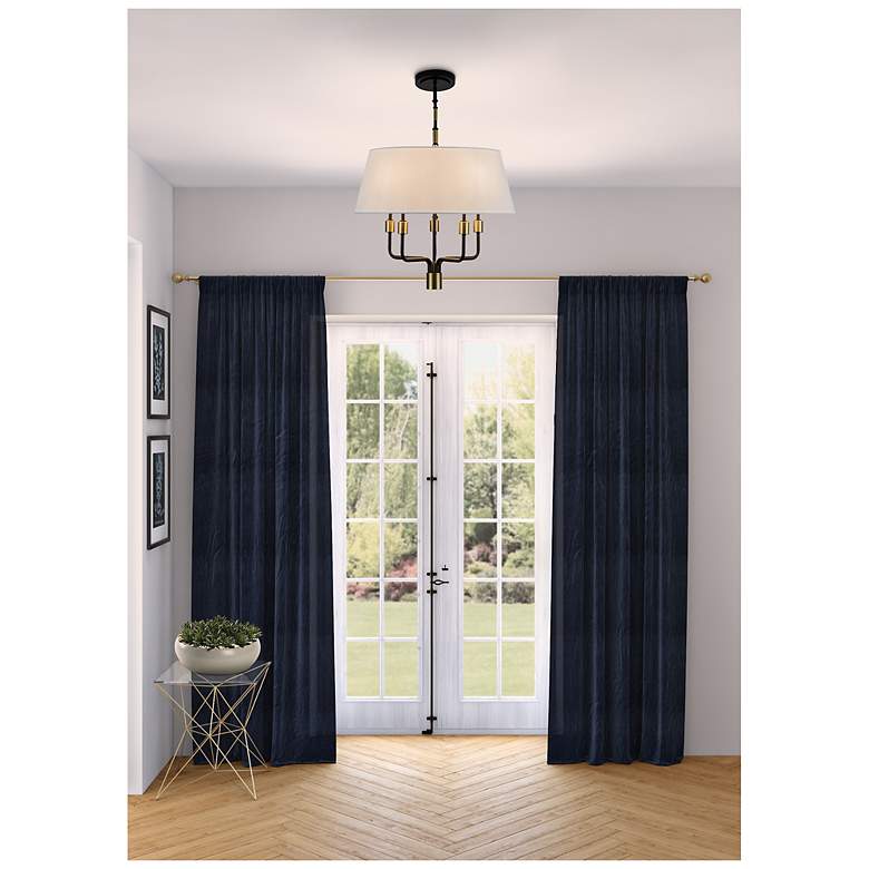 Image 6 Providence 24"W 5-Light Black, Brushed Brass Pendant w/ White Shade more views