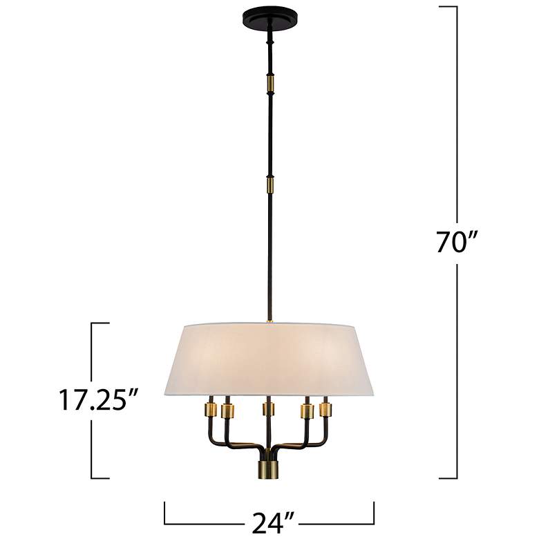 Image 7 Providence 24"W 5-Light Black, Brushed Brass Pendant w/ White Shade more views