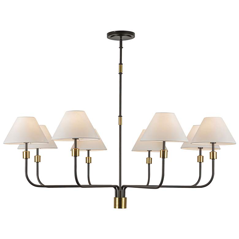 Image 2 Providence 52"W 8-Light Black, Brass Chandelier w/ White Shade more views