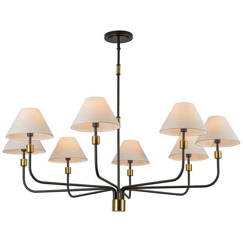 Image 3 Providence 52"W 8-Light Black, Brass Chandelier w/ White Shade more views