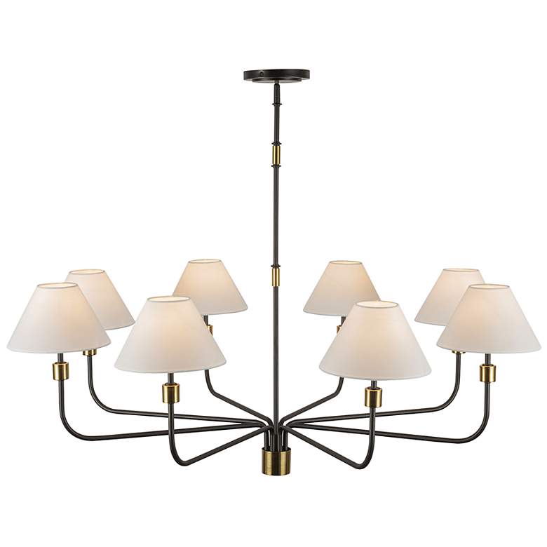 Image 4 Providence 52"W 8-Light Black, Brass Chandelier w/ White Shade more views