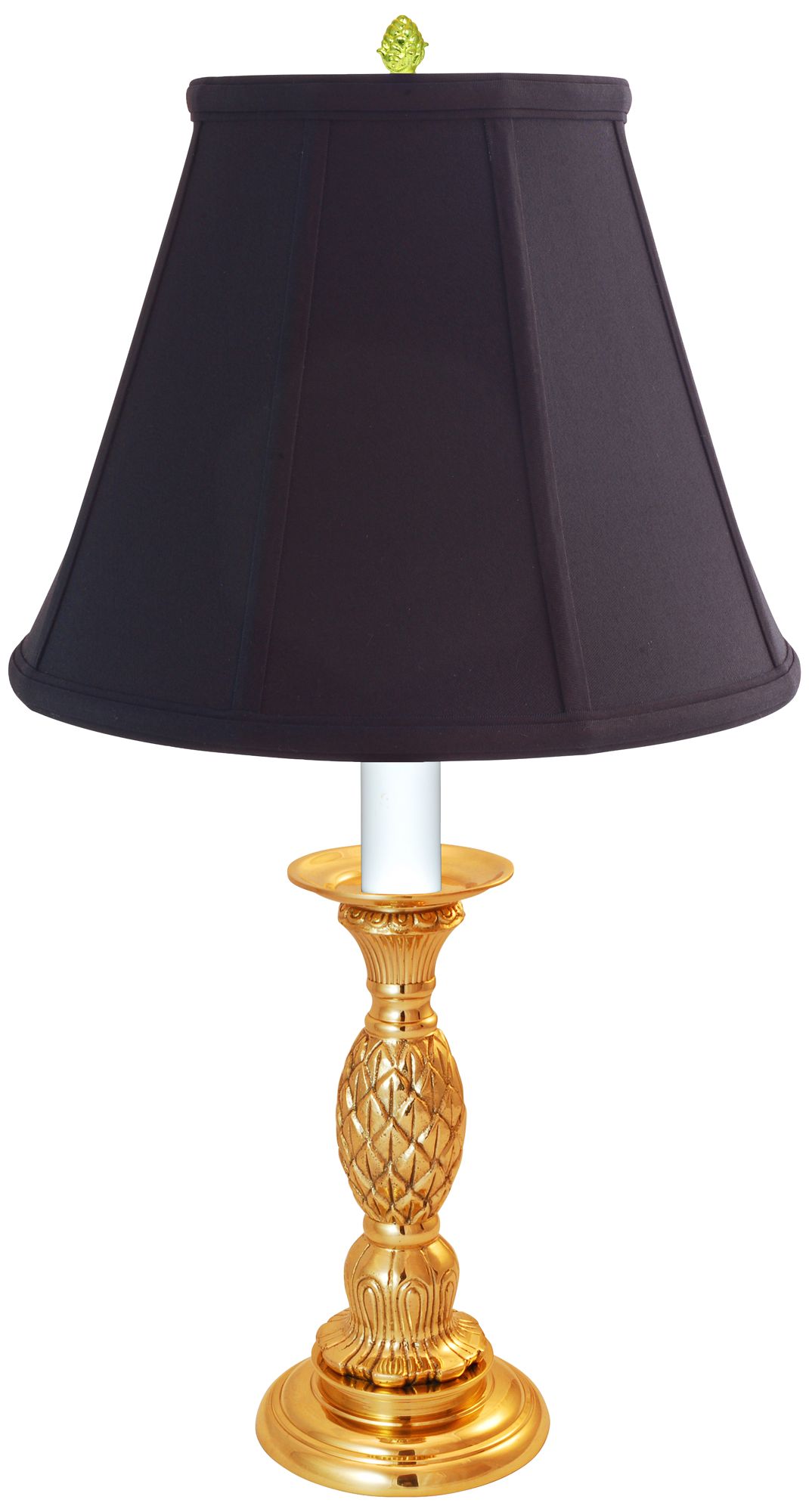 brass and black table lamps