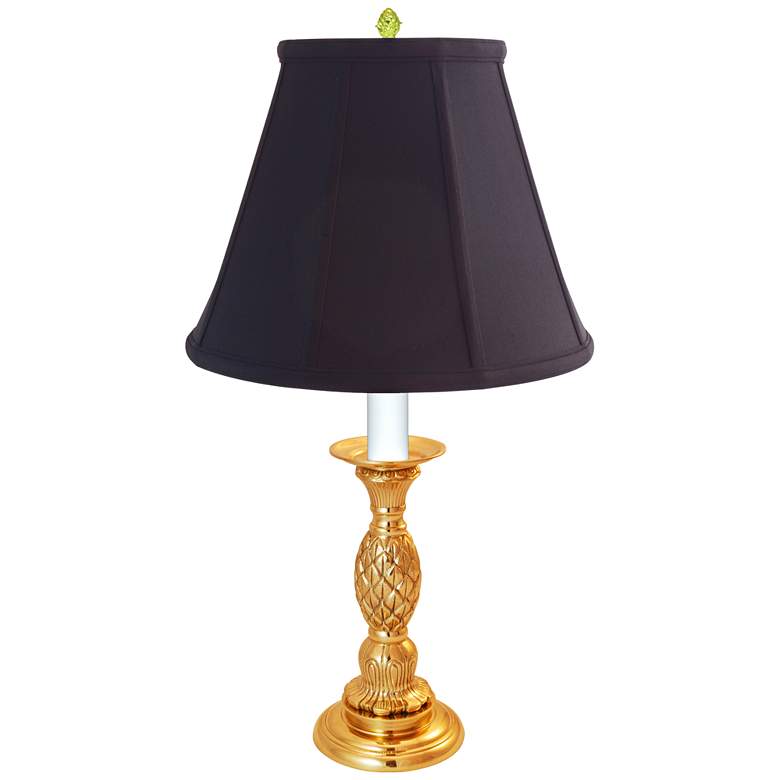 Image 1 Providence Polished Brass Pineapple Table Lamp with Black Shade