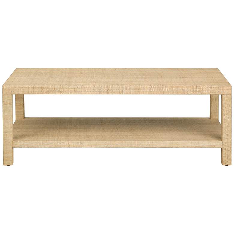 Image 1 Providence Rafia 50"W Light Tan Rectangular Cocktail Table