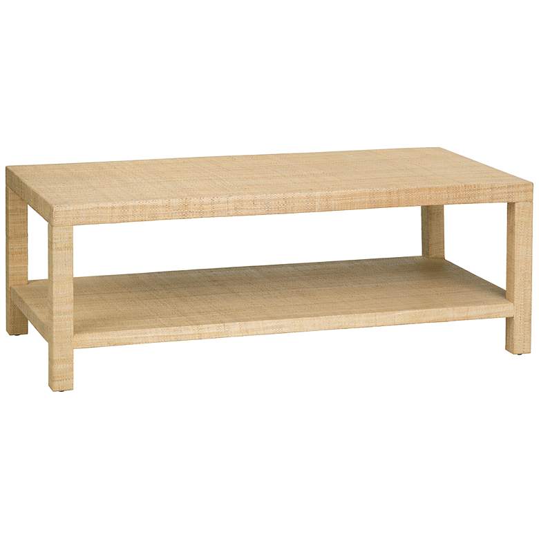 Image 4 Providence Rafia 50"W Light Tan Rectangular Cocktail Table more views