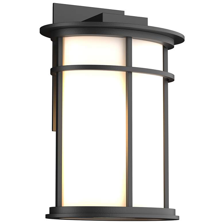 Image 1 Province 12.2" High Coastal Black Outdoor Sconce With Opal Glass Shade