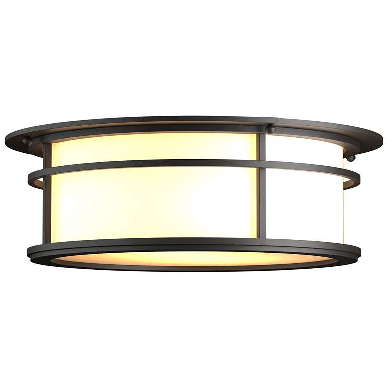 Image 1 Province 14.5"W Coastal Oil Rubbed Bronze Outdoor Flush Mount w/ Opal