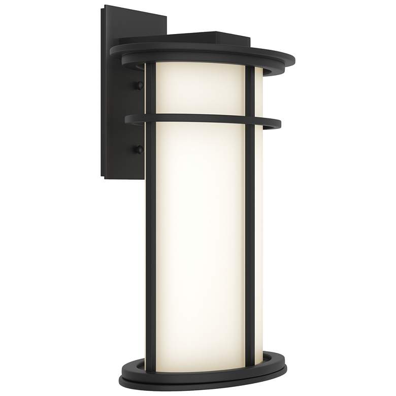 Image 1 Province 15.4"H Large Coastal Black Outdoor Sconce With Opal Glass Sha