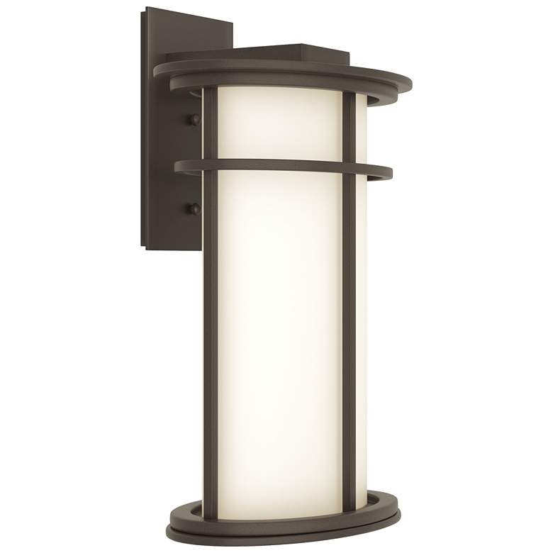 Image 1 Province 15.4"H Large Coastal Dark Smoke Outdoor Sconce w/ Opal Glass