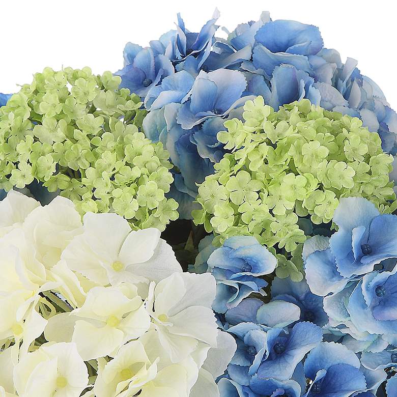 Image 3 Province White Blue Hydrangea 17" Wide Faux Flowers in Vase more views