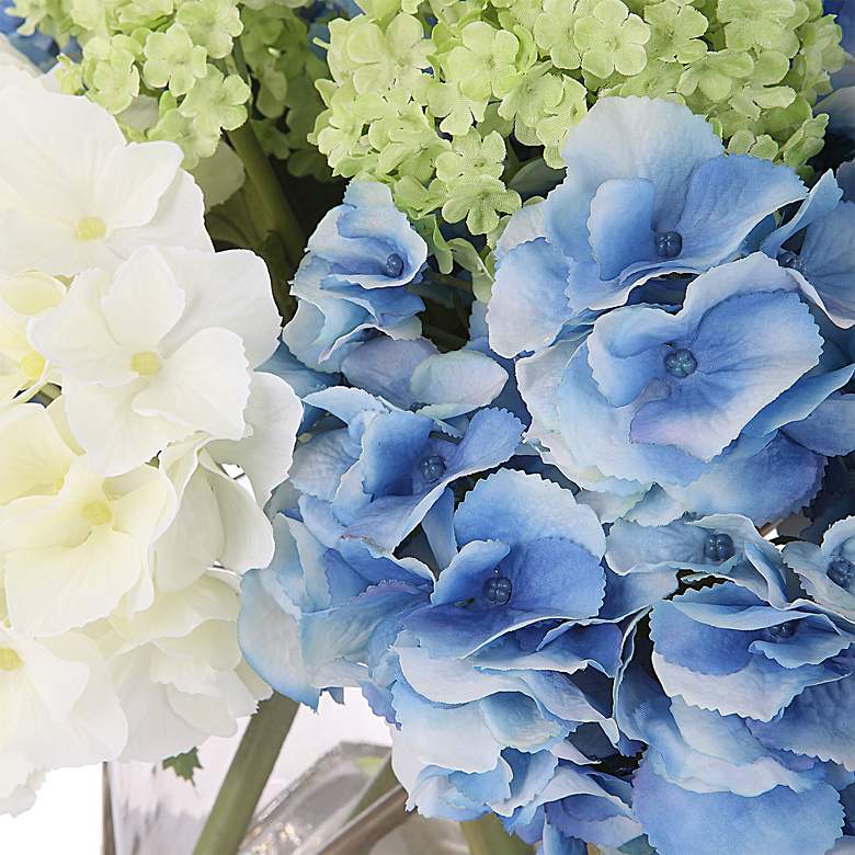 Image 4 Province White Blue Hydrangea 17" Wide Faux Flowers in Vase more views