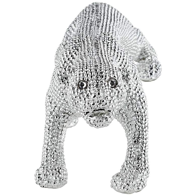 Image 6 Prowling 23 1/2" Wide Electroplated Silver Leopard Sculpture more views