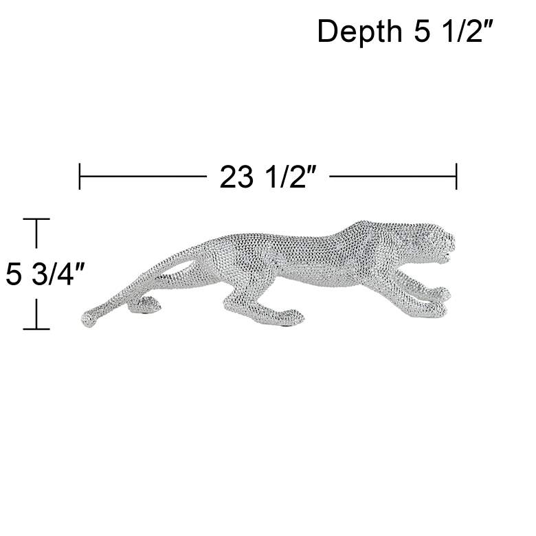 Image 7 Prowling 23 1/2 inch Wide Electroplated Silver Leopard Sculpture more views