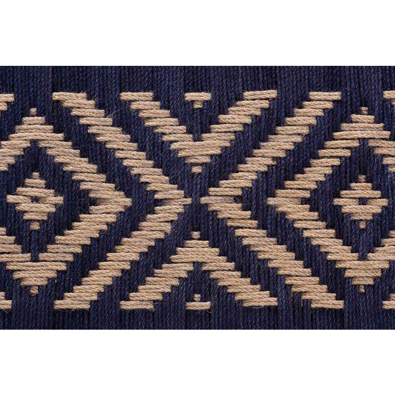 Image 4 Prunella Navy Blue and Natural Brown Seagrass Accent Bench more views