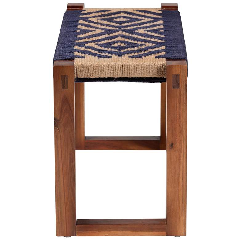 Image 6 Prunella Navy Blue and Natural Brown Seagrass Accent Bench more views
