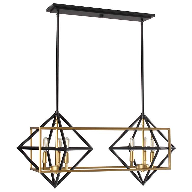 Image 1 Pryor - 6-Light Geometric Pendant - Antique Gold and Black Finish