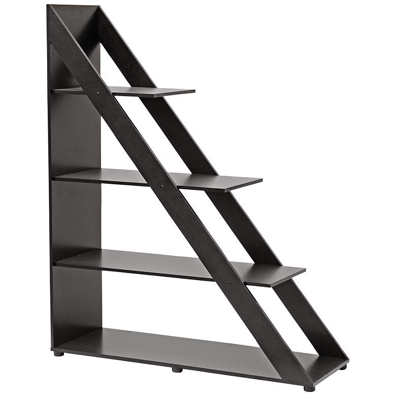 Image 1 Psinta Dark Faux Wood Modern Shelving Unit