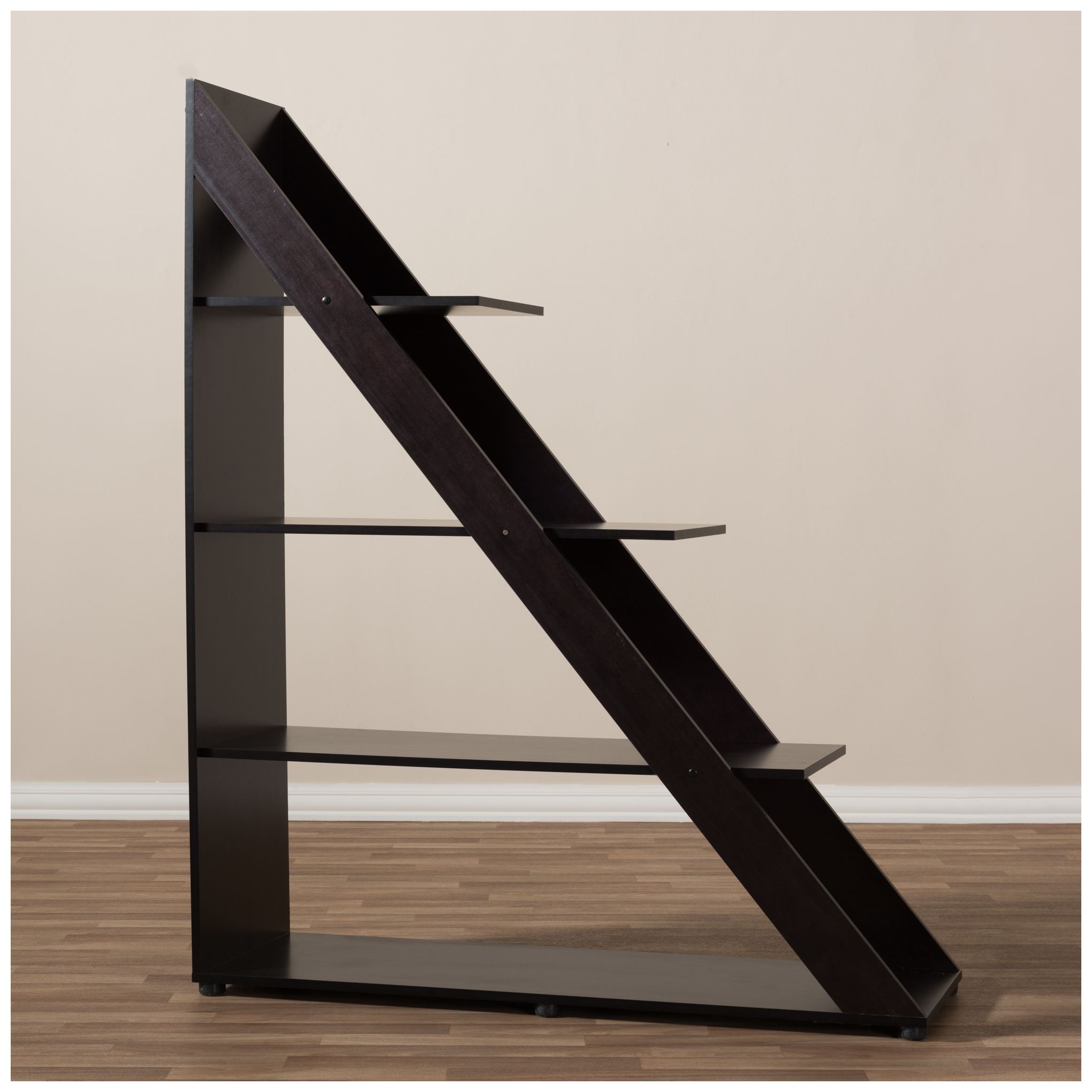 Image 5 Psinta Dark Faux Wood Modern Shelving Unit more views